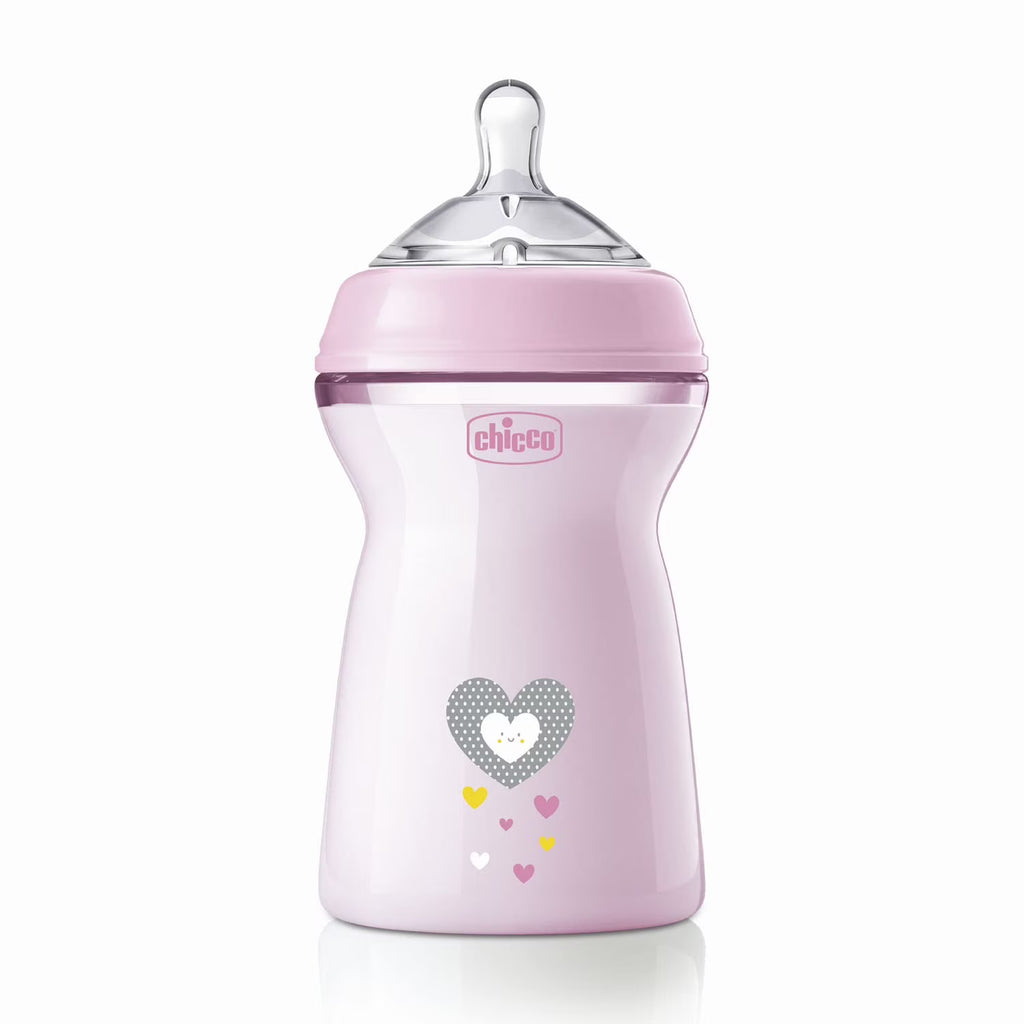 Baby Milk Feeding Bottle with Wide Neck, 330ml (Pink) N7547