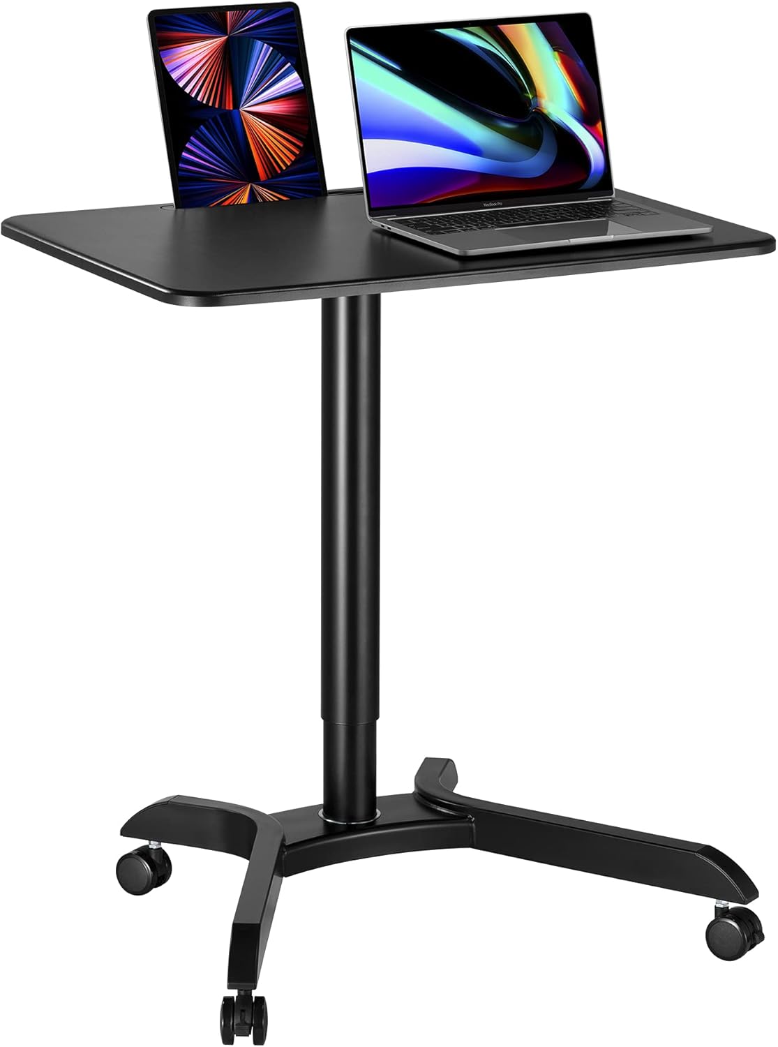 48 Ambidextrous Standing Desk Adjustable Height Rolling Desk with Brake Casters H8525