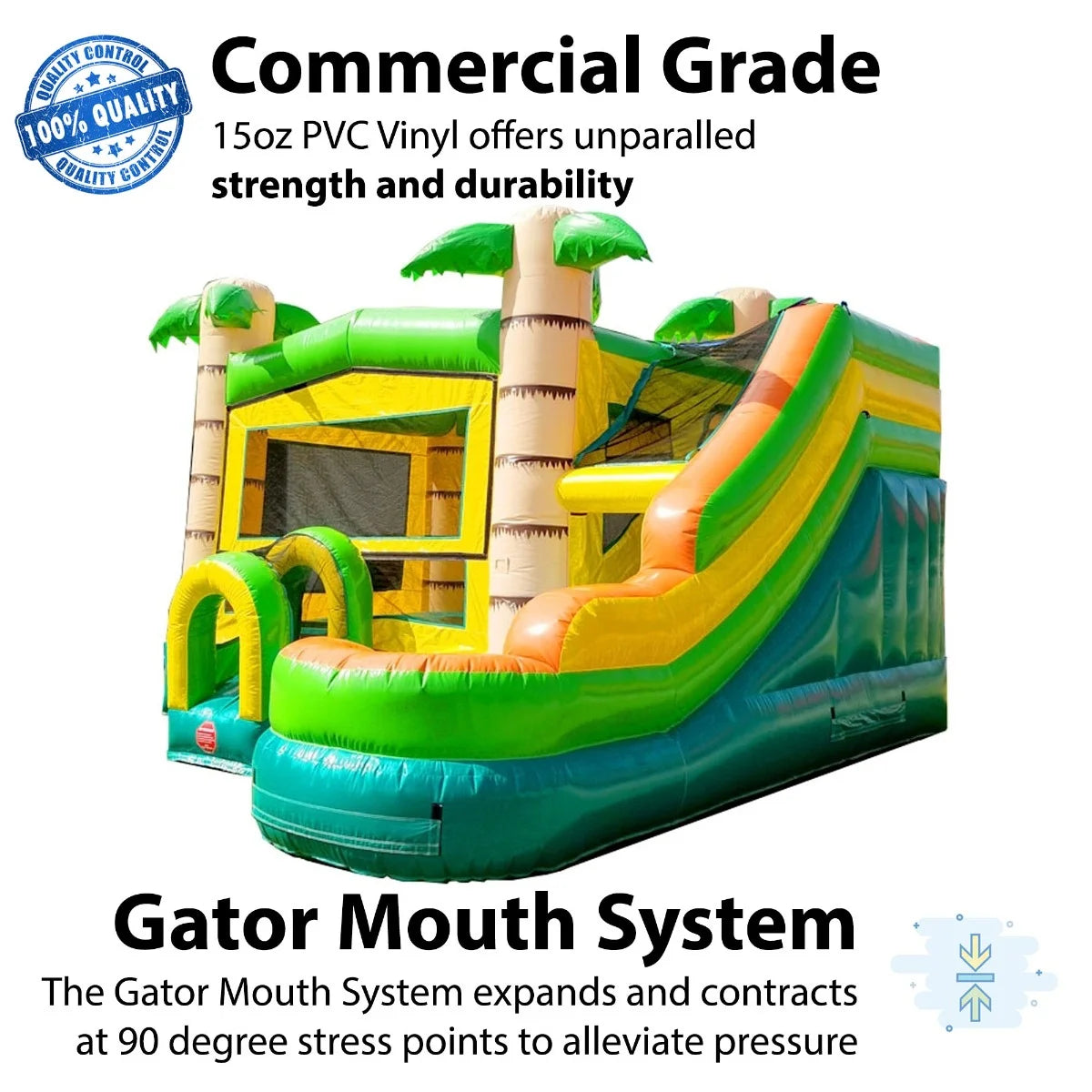 Tropical Inflatable Water Slide Bounce House Combo with Blower D382910