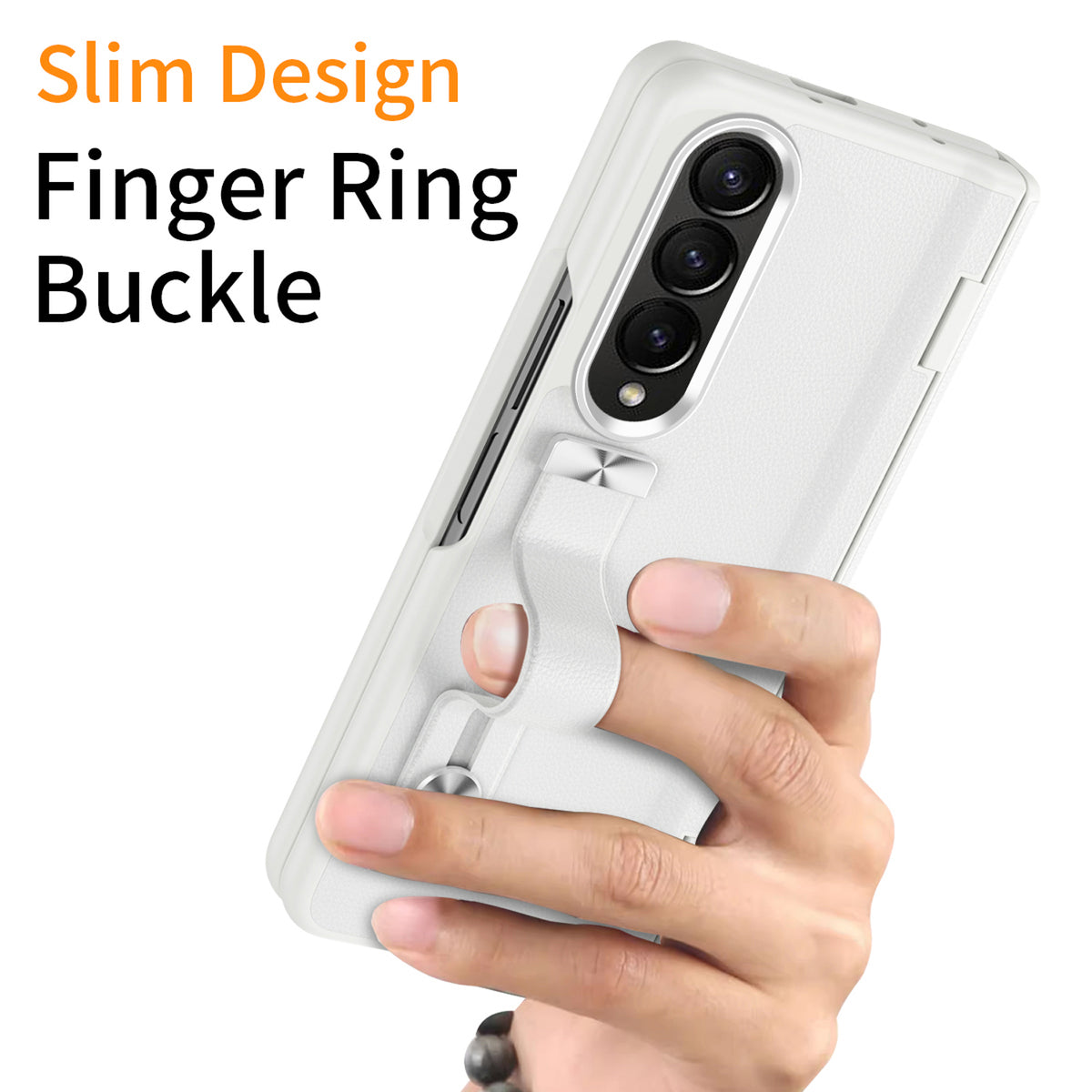 Slim White PU Leather Case for Samsung Galaxy Z Fold 4 with Tempered Glass Screen Protector W465224