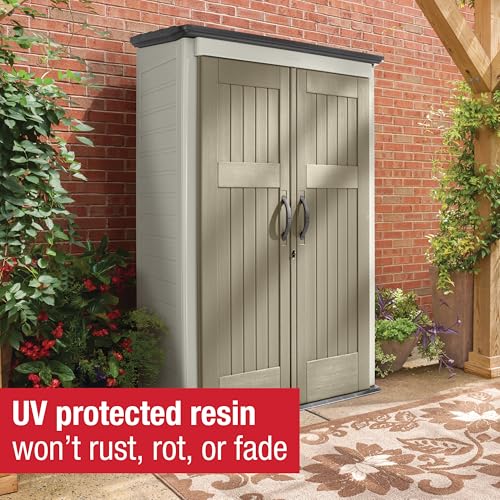 Beige/Brown 4 x 2.5 Ft Resin Outdoor Storage Shed M13178