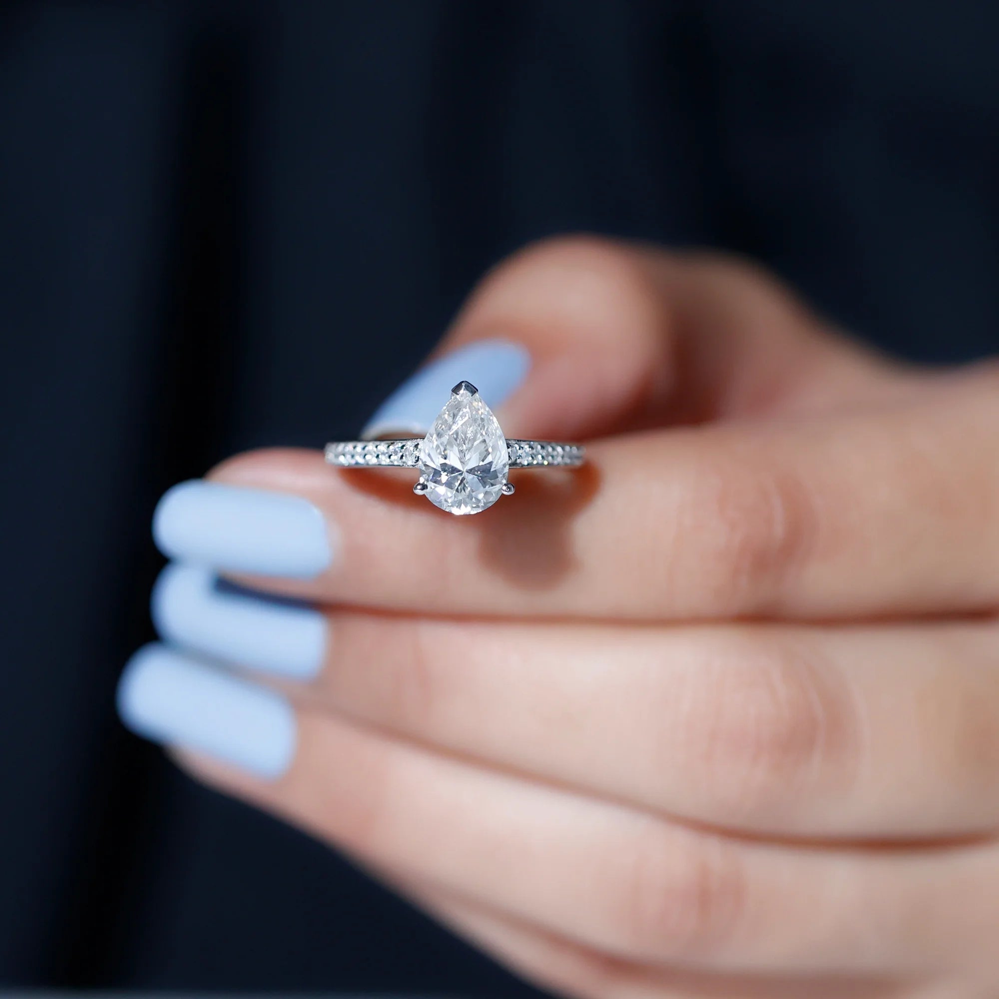 2.75 CT Pear Cut Moissanite Solitaire Engagement Ring, 925 Sterling Silver M484370