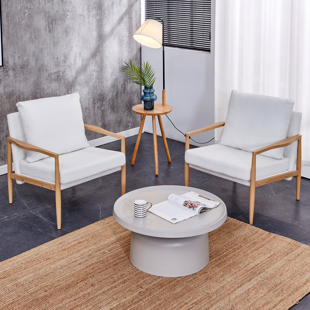 Modern Sofa Chair Set with Velvet Accent F365284