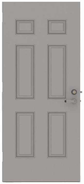 6-Panel Steel Gray Security Commercial Door with Hardware O4210