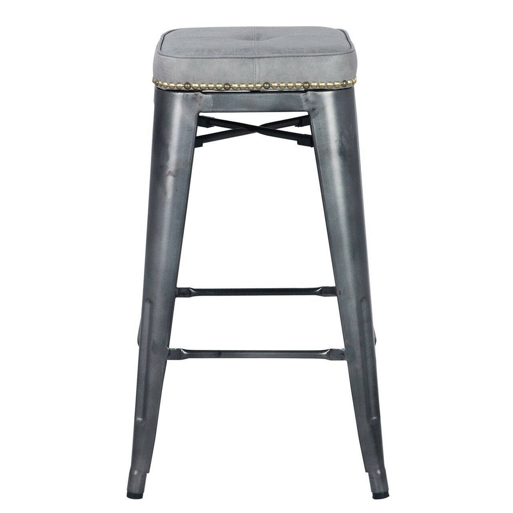 Vintage Mist Gray PU Metal Backless Counter Stool H800
