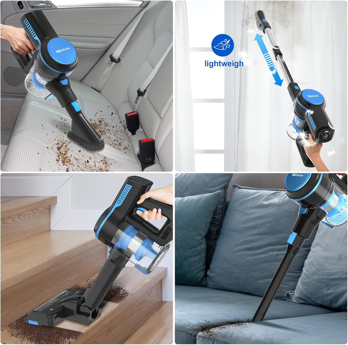 Cordless Stick Vacuum Cleaner with 23Kpa 200W Brushless Motor, 3 Suction Mode, 2200mAh Rechargeable Battery, 6-in-1 Lightweight O21909