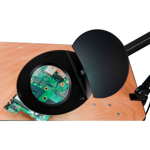 Black LED Magnifying Lamp with Covered Metal Arm B334