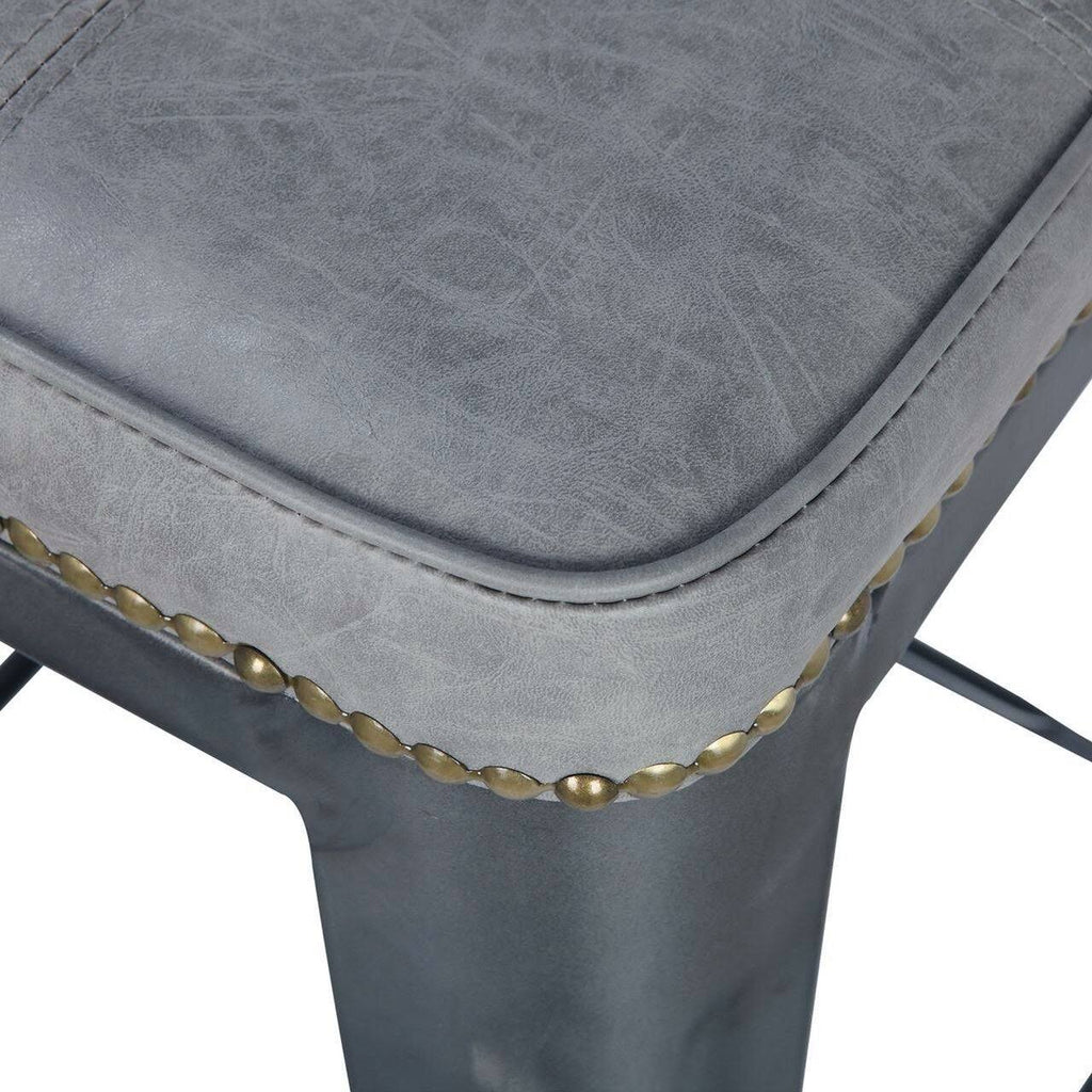 Vintage Mist Gray PU Metal Backless Counter Stool H800