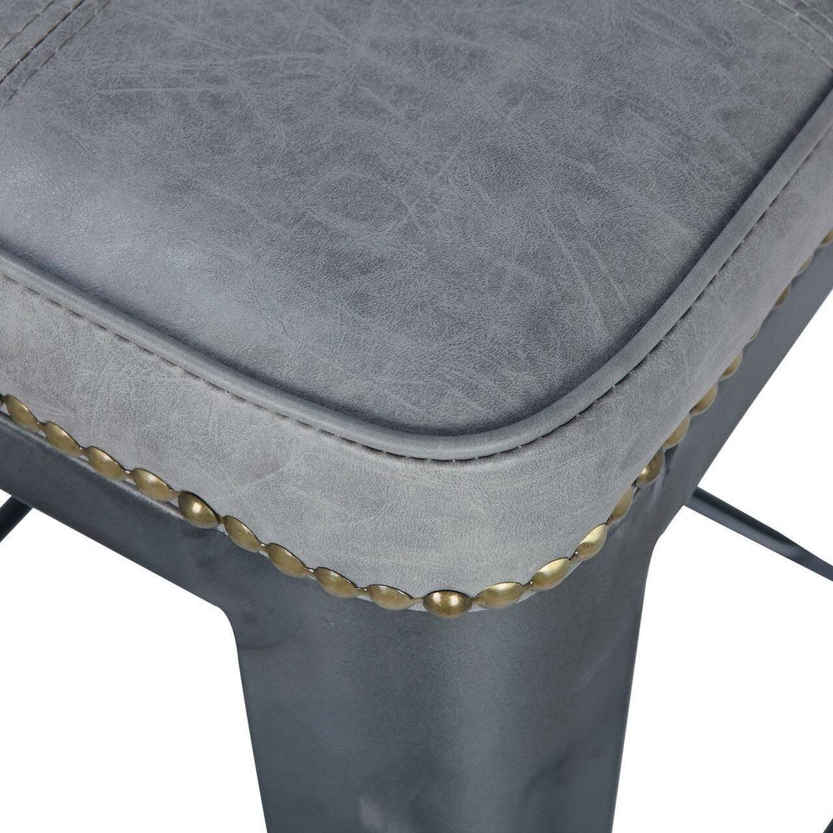 Vintage Mist Gray PU Metal Backless Counter Stool H800