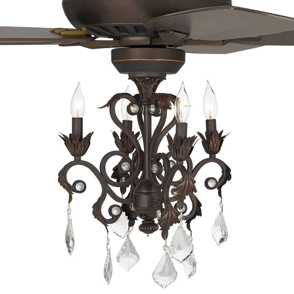 Oil Rubbed Bronze Crystal Chandelier Ceiling Fan with Light I692