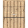 Solid French Double Doors 48 x 80 inches Oak with Frosted Glass Wood Solid Panel Frame Trims P79383
