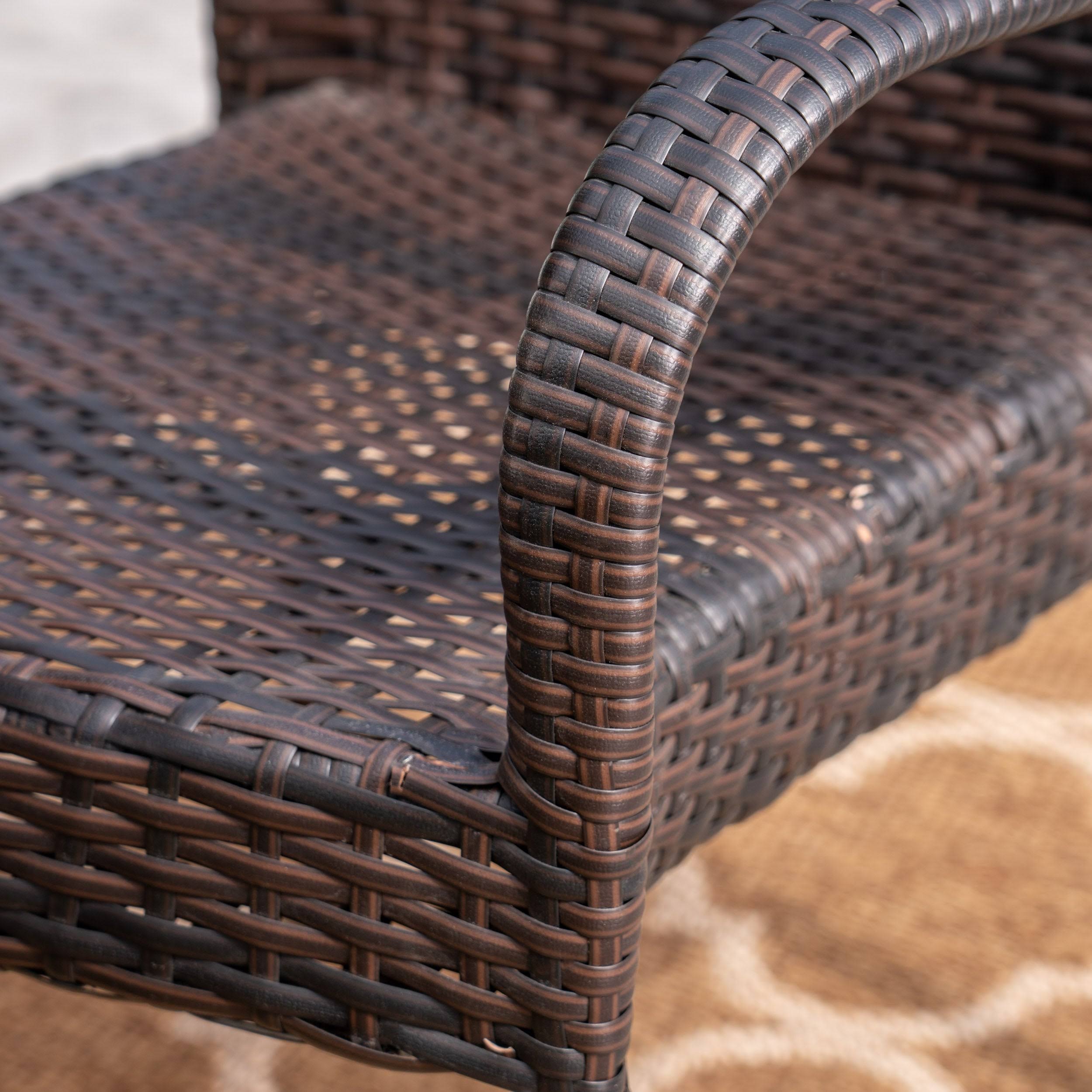7 Piece Acacia Wood Wicker Dining Set I2948