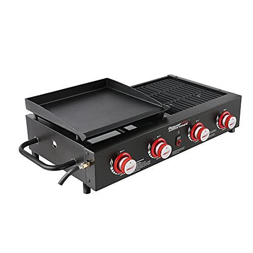 4-Burner Portable Propane Gas Grill and Griddle Combo, Black V77302