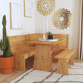 Natural Finish Corner Dining Set with Storage Table and Bench C327190