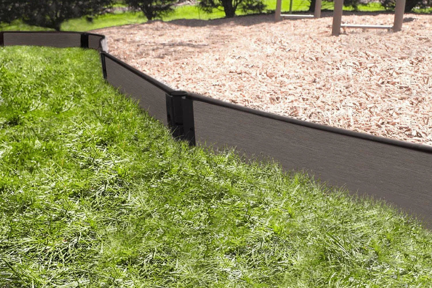 Curved Playground Border, 32 Feet / 1 inch / Weathered Wood Q33615