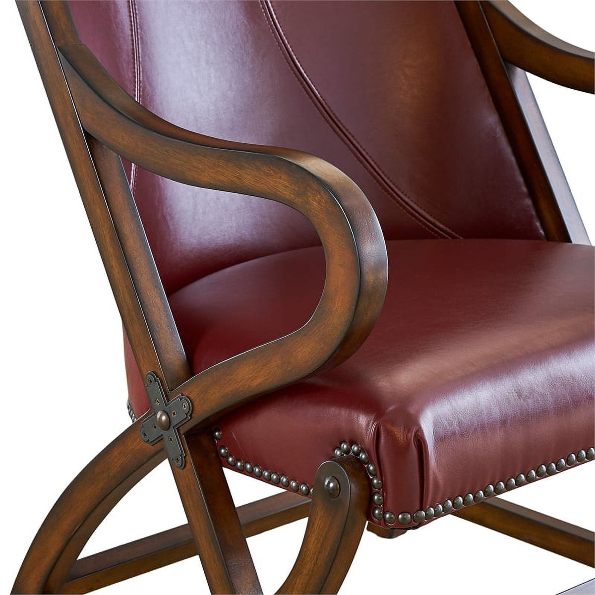 Cherry Finish Leather Chair & Ottoman Set H332736
