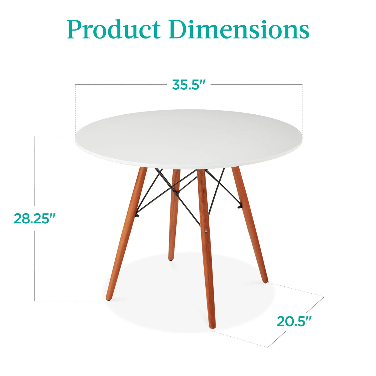 White Round Mid-Century Modern Dining Table with Metal Frame P37310