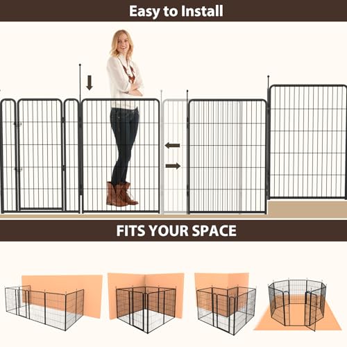 Heavy Duty Metal Dog Play Pen with Gate, 32" Height 8 Panels Z923