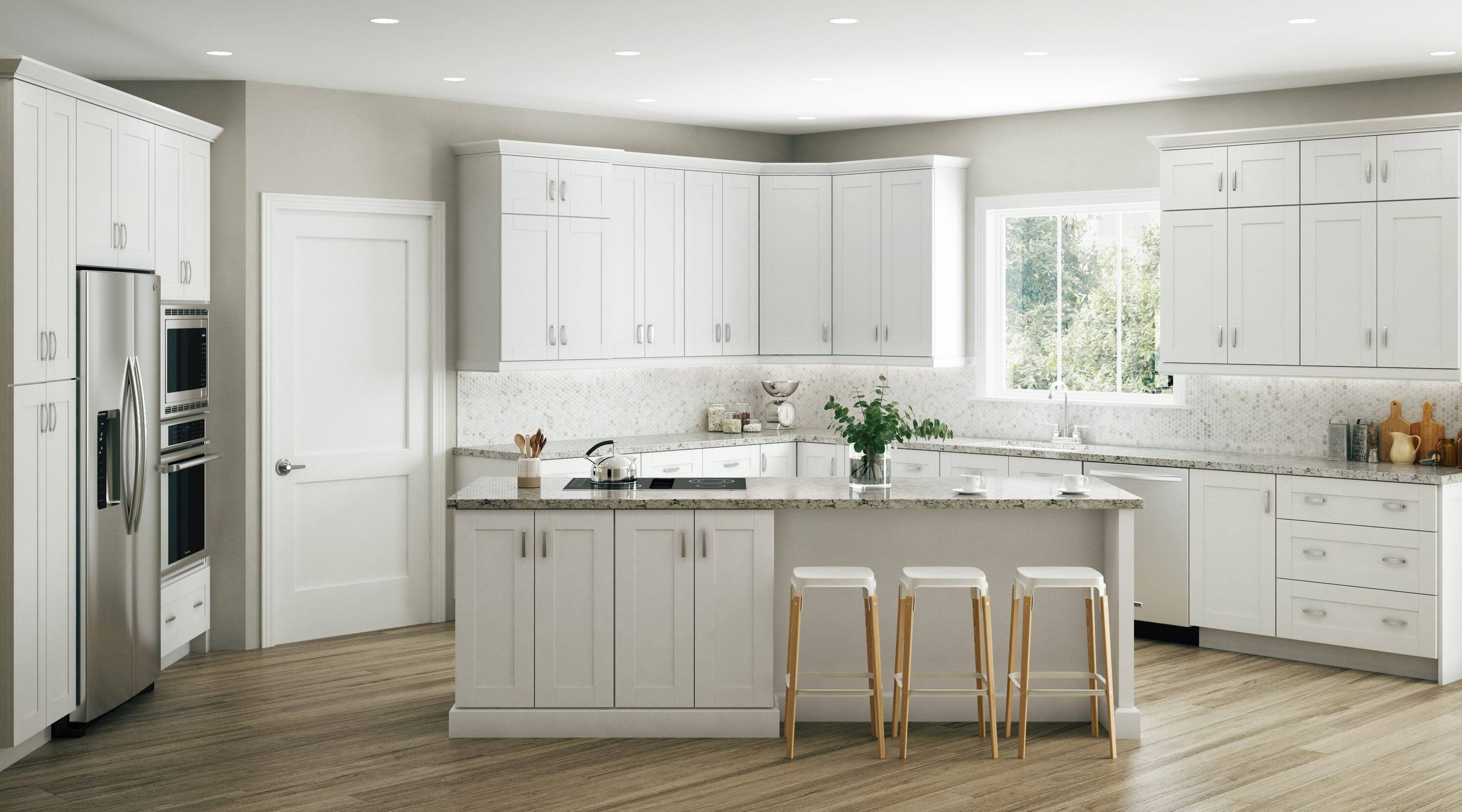Vesper White Shaker Assembled Plywood Base Kitchen Cabinet F9859
