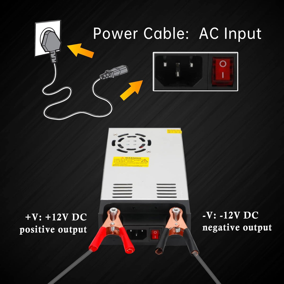 DC 12V 50A 600W Switching Power Supply, Pack of 2 V389