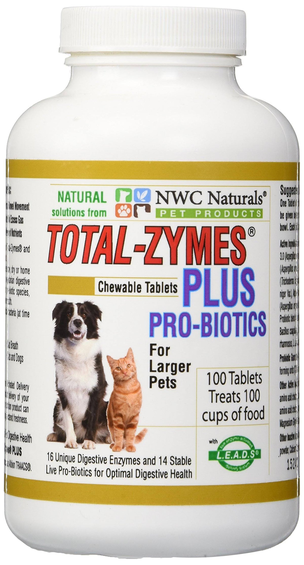 100 Tablets Enzymes and Probiotics for Dogs and Cats O3114