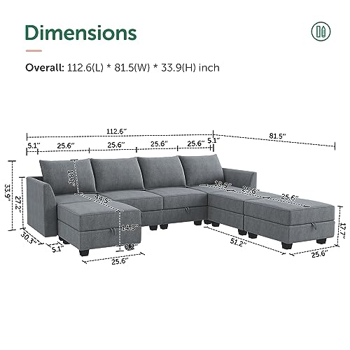 Bluish Grey Modular Sectional Sofa with Storage Seat U963545