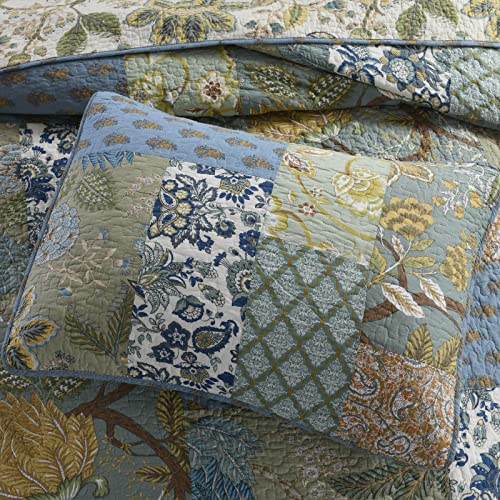 Azure Blue 100% Cotton Queen Size 3-Piece Quilt Set Y201