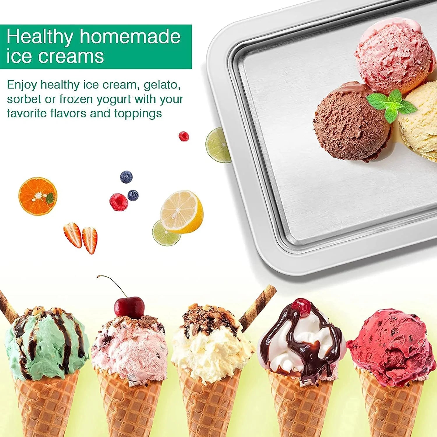Ice Cream Roll Maker with 2 Spatulas Y41214