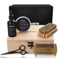 Beard Kit with Beard Oil, Beard Balm, Beard Brush, Beard Comb, Scissors in Bamboo Gift Box U157
