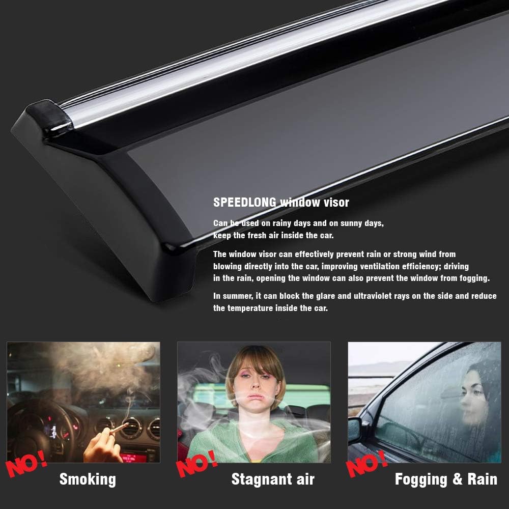 Car Window Visor Vent Shade Deflector Sun/Rain Guards Pack of 2 H77192