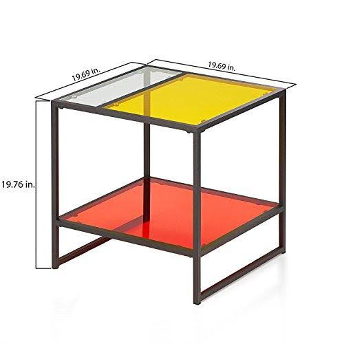 Multi-Color Glass Top End Table S338191