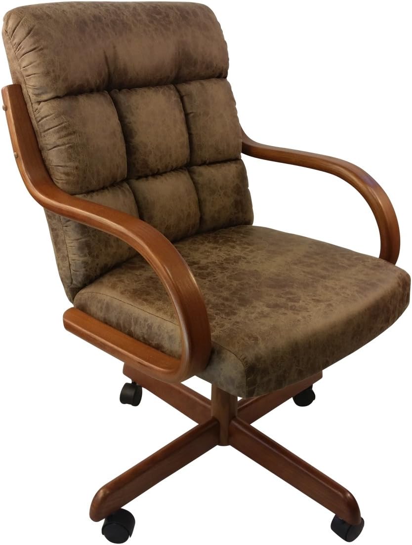 Rawhide Microsuede Swivel Tilt Caster Arm Chair V4816