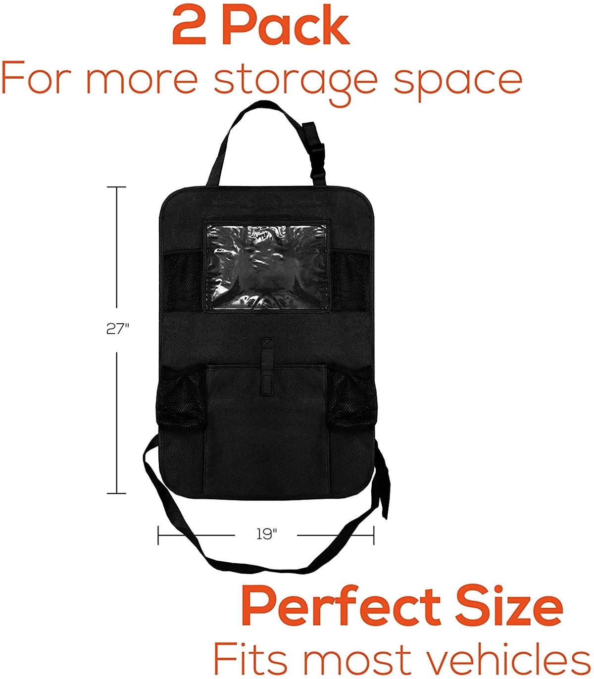 Black 2 Pack X-Large Backseat Car Organizer with 5 Pockets X6376