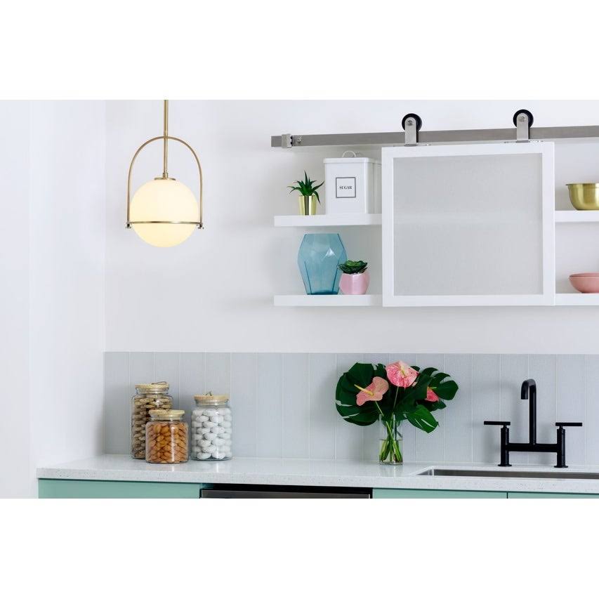 Sliding Barn Door Track and Fitting Set Satin Nickel H419