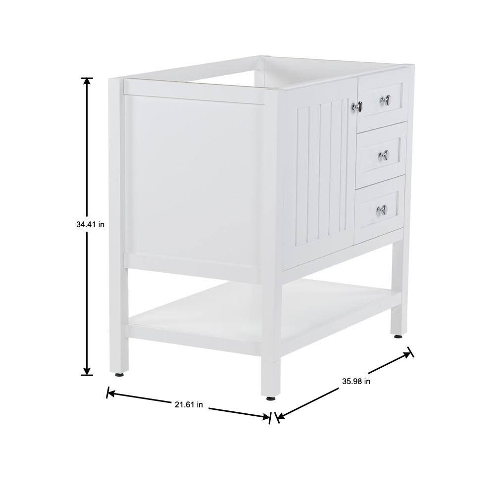 White 36 in. W x 22 in. D x 34 in. H Bath Vanity Cabinet E9690