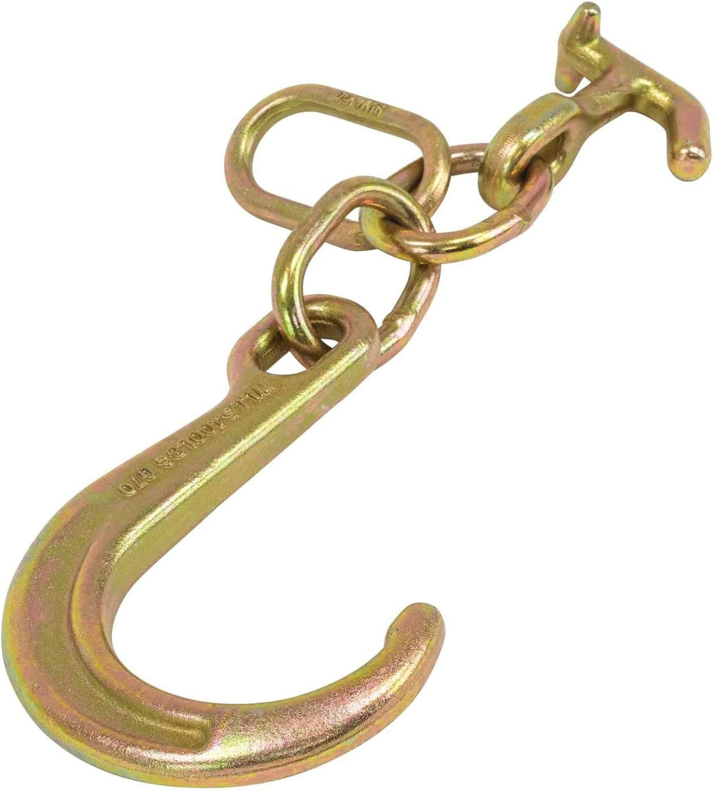 (4 Pack) 8" G70 J Hook with T-J Hooks and Enlarged Link, 5,400 lbs WLL B82367