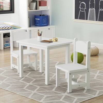 White 3 Piece Kids Activity Table and Chair Set D741
