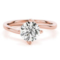 14K Rose Gold Solitaire Round Moissanite Engagement Ring Y1337