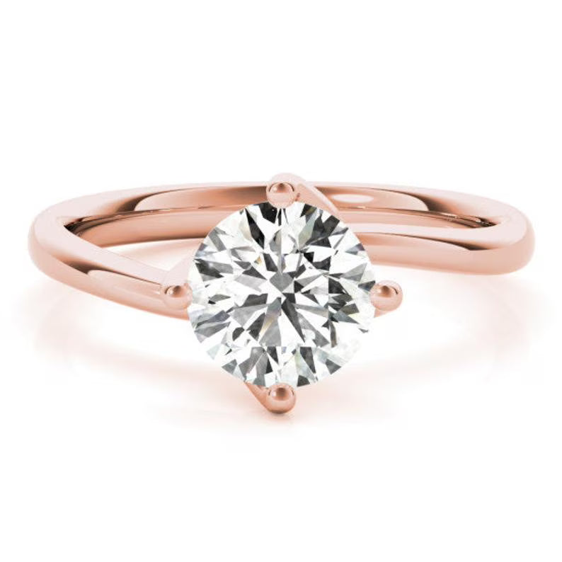 14K Rose Gold Solitaire Round Moissanite Engagement Ring Y1337