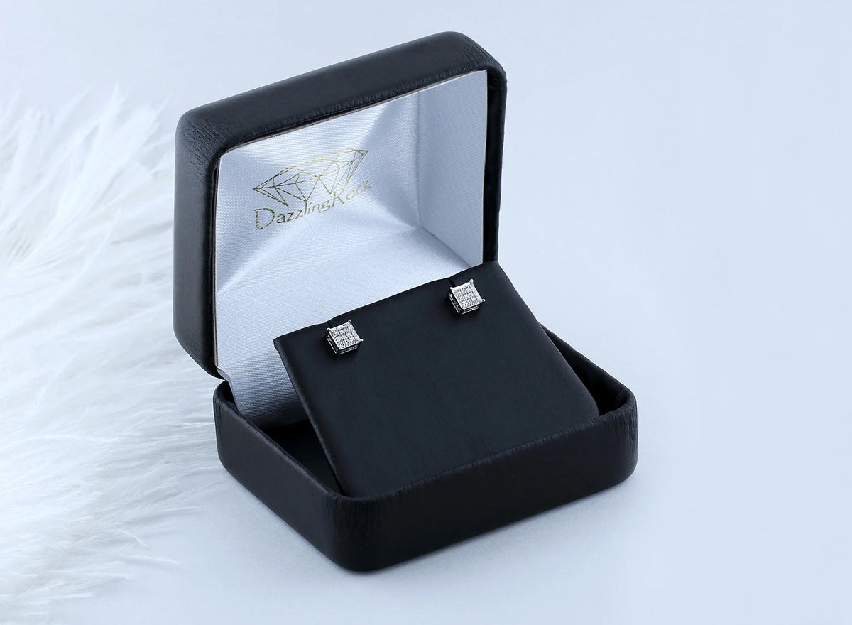 0.06 CT Round White Diamond Stud Earrings in Sterling Silver B957