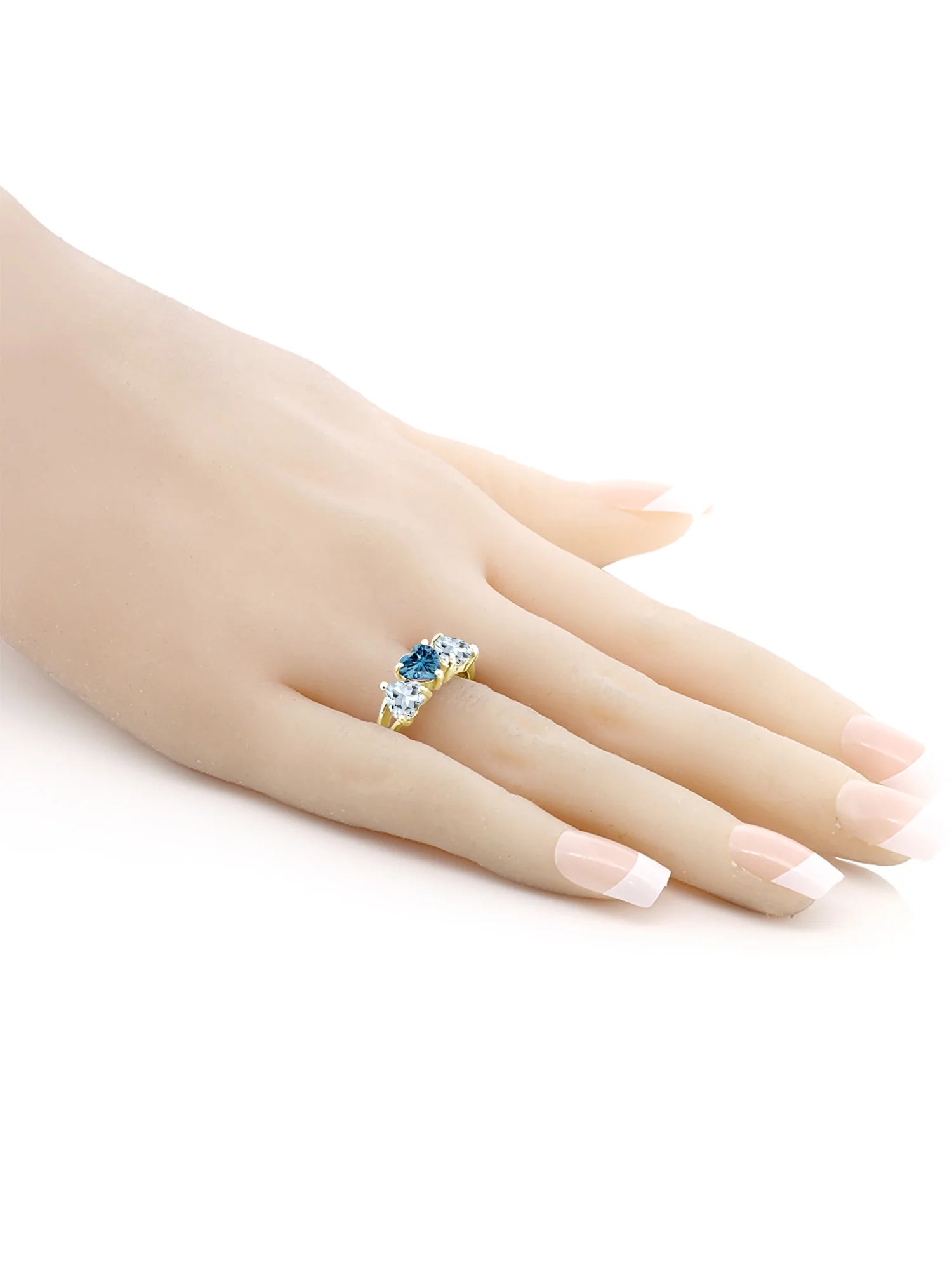 18K Yellow Gold Plated Silver Ring Persian Blue Moissanite Aquamarine (2.26 Cttw) O6153