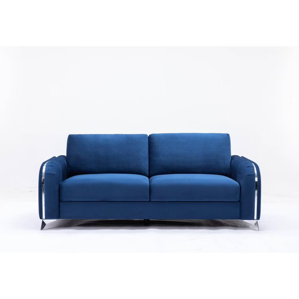 Blue Velvet Upholstered Wooden Frame Sofa N8180