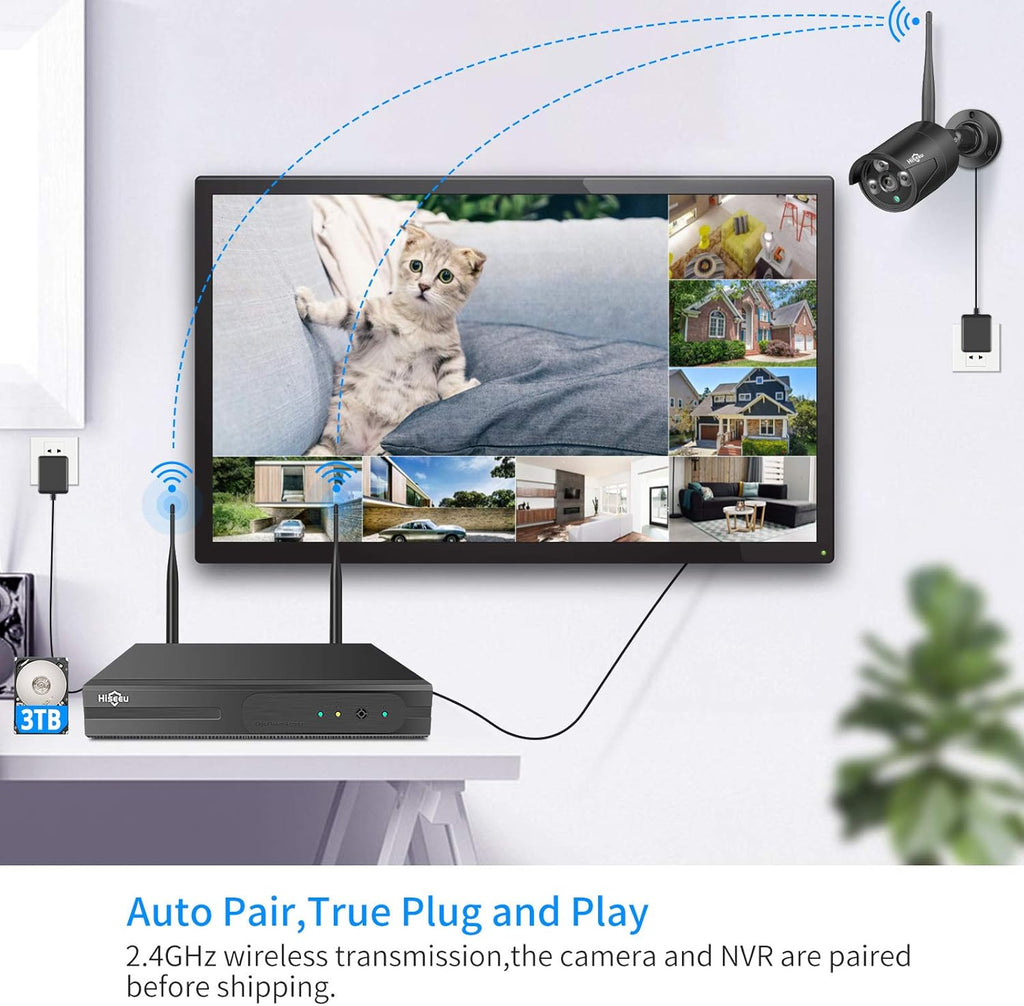 Wireless Security Camera System 8CH 1296P NVR 8Pcs 3MP Outdoor/Indoor WiFi Surveillance Camera with Night Vision L93144