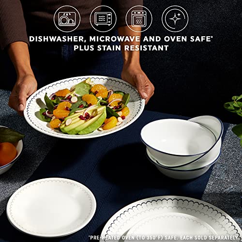 6-Piece Lightweight Round Salad Appetizer Plate Set, Winter Frost White Q872