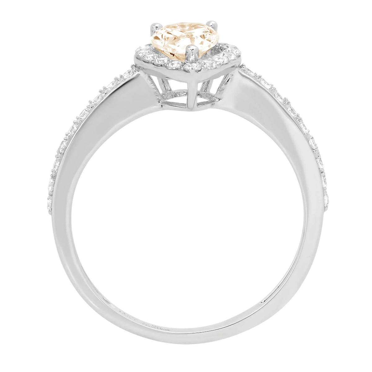 0.8ct Pear Cut Brown Morganite 18k White Gold Halo Ring Size 3.5 V4858