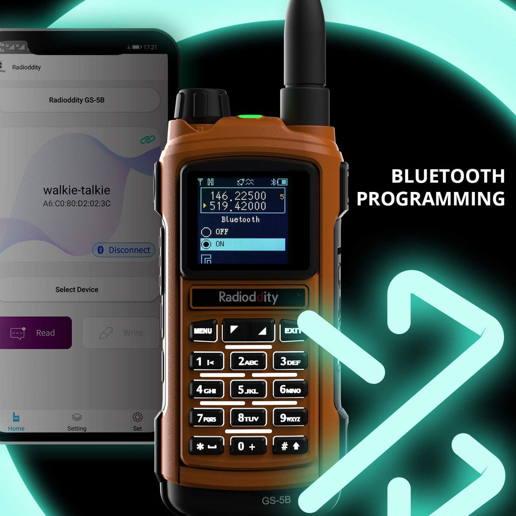 Handheld Ham Radio Dual Band Two Way Radio with Bluetooth and Programming Cable M469