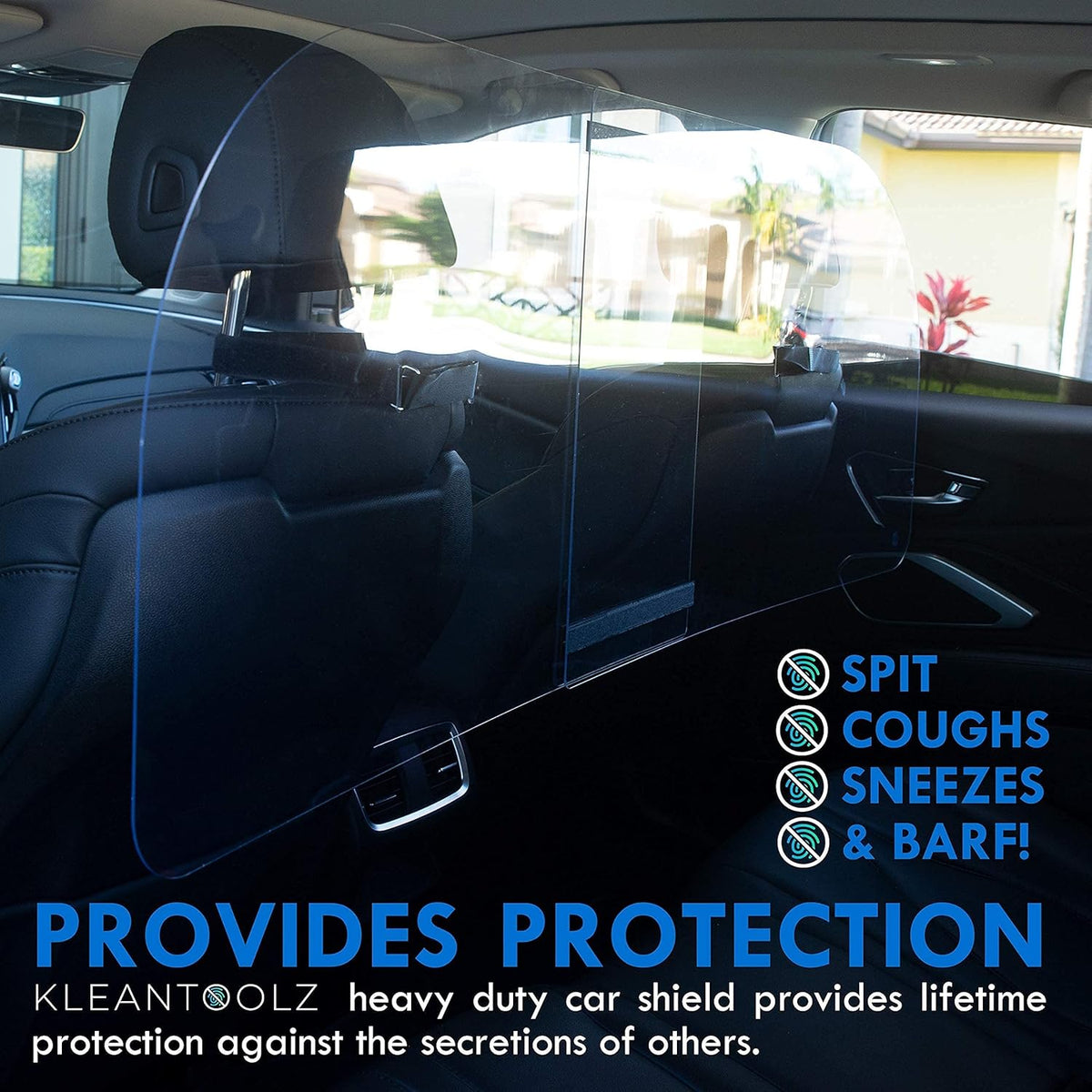Adjustable Plexiglass Car Sneeze Guard Barrier with Microfiber Cloth W56216