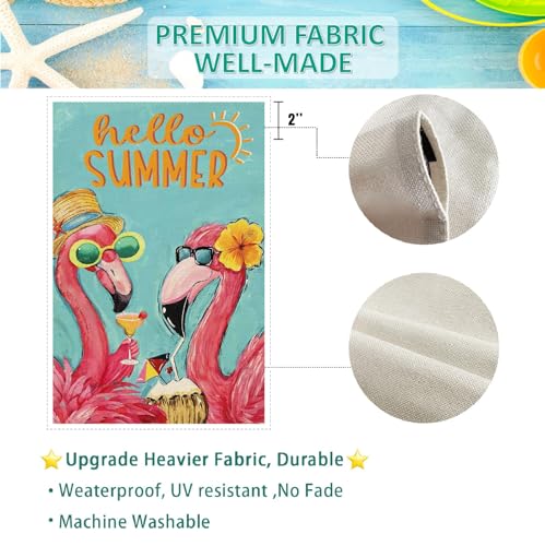 12.5x18 Inch Pink Flamingo Burlap Garden Flag T15904