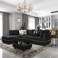 Reversible Sectional Sofa with Storage and Chaise Lounge Couch, Wooden Frame L-Shaped Corner Sofa Set with Ottoman, Black G965