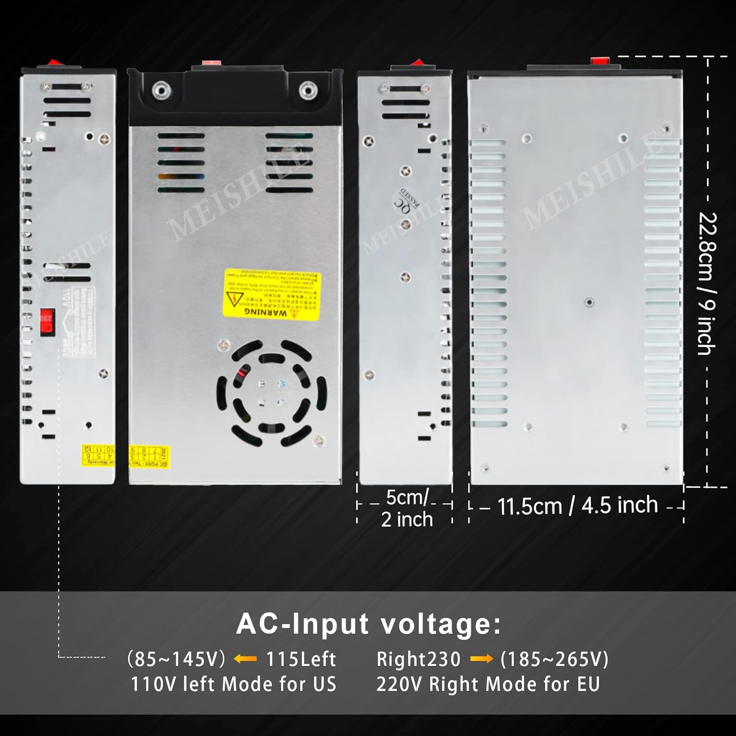 DC 12V 50A 600W Switching Power Supply, Pack of 2 V389